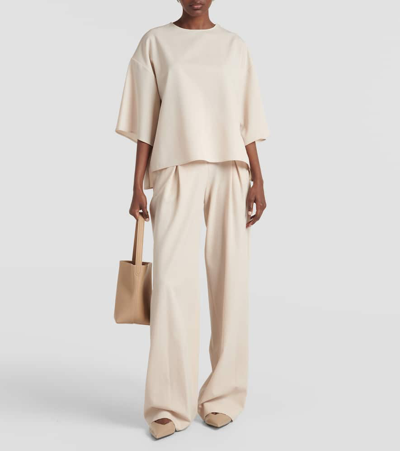 Shop Fforme Faye High-rise Wool Wide-leg Pants In Natural