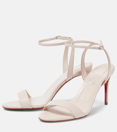 Christian Louboutin Loubigirl 85 Beige Leather Sandals In Leche/lin Leche