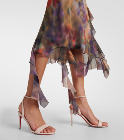 Christian Louboutin Loubigirl 85 Beige Leather Sandals In Leche/lin Leche