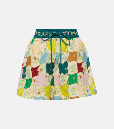 Shop Alemais Everly Floral Linen Shorts In Multicoloured