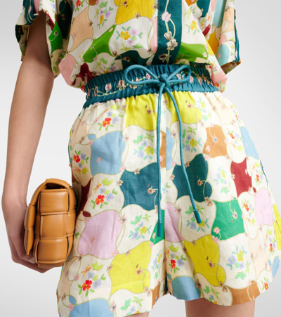 Shop Alemais Alémais Everly Floral Linen Shorts In Multicoloured