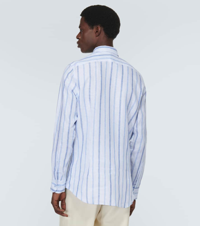 Shop Etro Striped Linen Shirt In Multicoloured