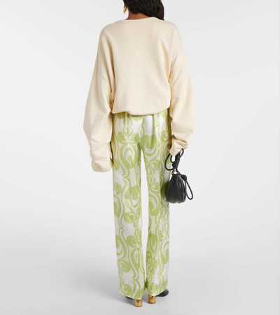 Dries Van Noten Printed Silk Wide-leg Pants In Multicoloured