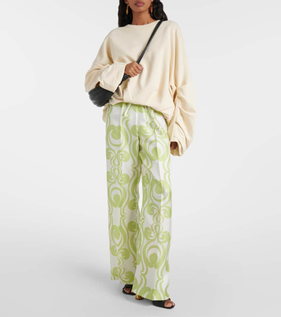 Dries Van Noten Printed Silk Wide-leg Pants In Multicoloured