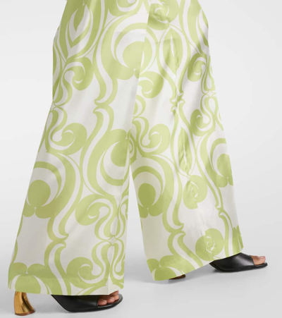 Dries Van Noten Printed Silk Wide-leg Pants In Multicoloured
