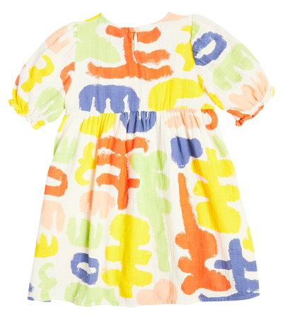 Bobo Choses Carnival Puff-sleeve Cotton Dress In Multicoloured