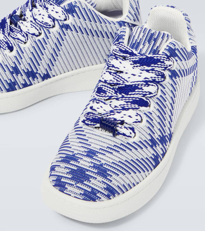 Shop Burberry Check Sneakers In Blue