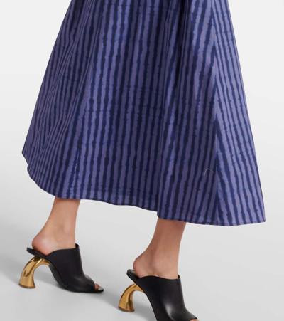 Shop Altuzarra Ruched Cotton-blend Midi Dress In Blue