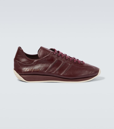 Shop Y-3 Country Leather Sneakers In Brown