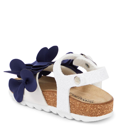 Monnalisa Glitter Leather-trimmed Sandals In Multicoloured