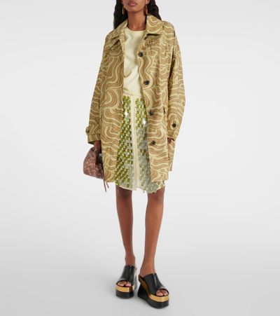 Dries Van Noten Reston Wave-print Single-breasted Oversized Coat In Multicoloured
