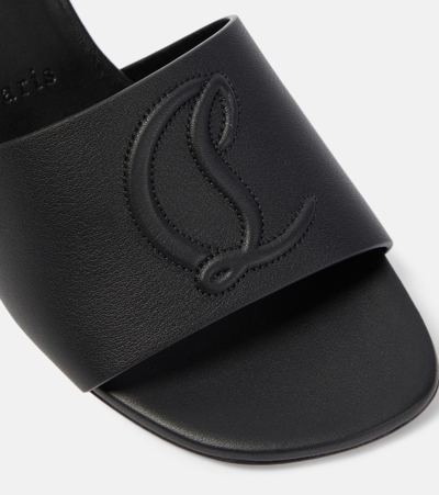 Christian Louboutin Cl Logo Block Heel Slide Sandal In Black