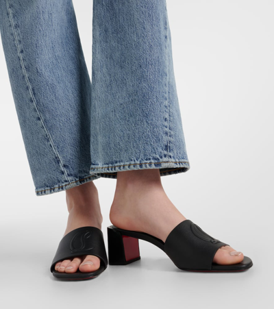 Christian Louboutin Cl Logo Block Heel Slide Sandal In Black