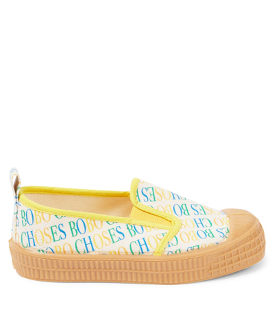 Shop Bobo Choses Logo Canvas Flats In Multicoloured