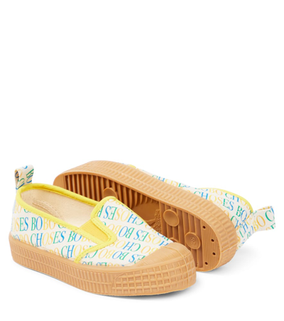 Shop Bobo Choses Logo Canvas Flats In Multicoloured