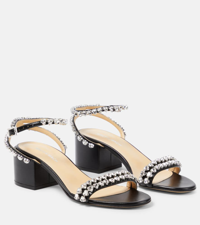 Shop Mach & Mach Audrey 55 Crystal-embellished Leather Sandals In Black