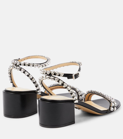 Shop Mach & Mach Audrey 55 Crystal-embellished Leather Sandals In Black