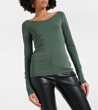 Shop Max Mara Ragazza Jersey Crêpe Top In Green