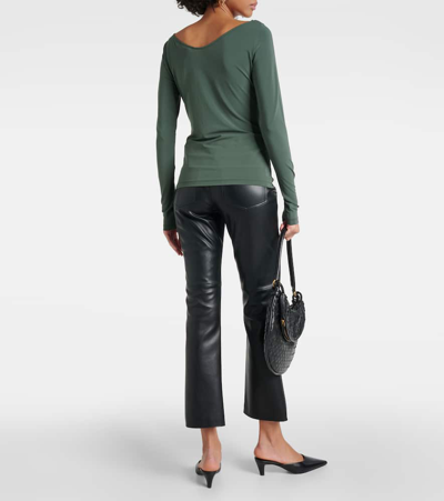 Shop Max Mara Ragazza Jersey Crêpe Top In Green