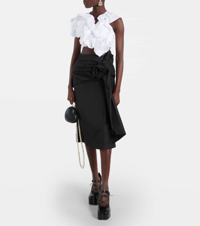 Simone Rocha Floral-appliqué Pencil Skirt In Black