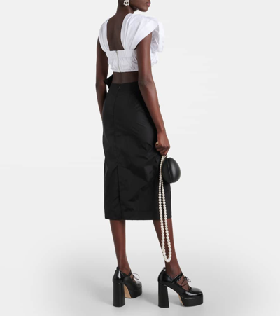 Simone Rocha Floral-appliqué Pencil Skirt In Black