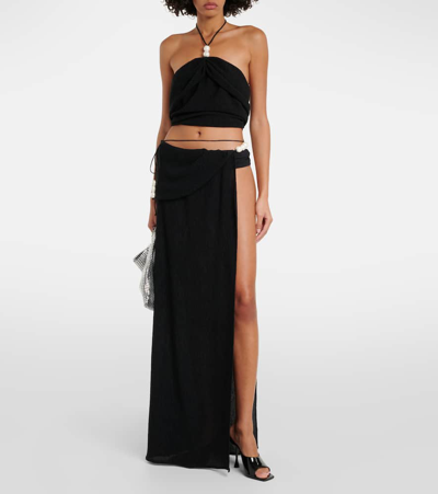 Shop Magda Butrym Embellished Maxi Skirt In Black