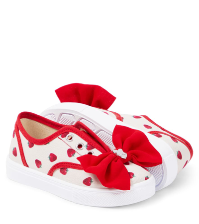 Monnalisa Bow-detail Printed Sneakers In Multicoloured