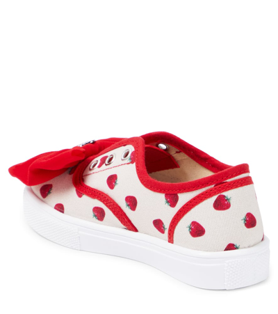 Shop Monnalisa Bow-detail Printed Sneakers In Multicoloured