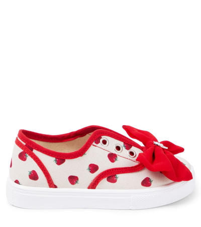 Monnalisa Bow-detail Printed Sneakers In Multicoloured