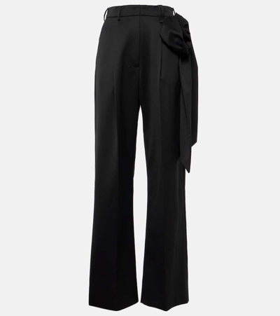 Shop Simone Rocha Floral-appliqué Straight Pants In Black