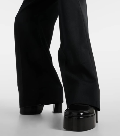 Simone Rocha Pleated Straight-leg Trousers With Pressed Rose Detail In Black