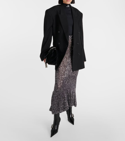Balenciaga Cinched Double-breasted Wool Blazer In Black
