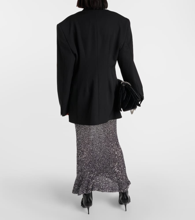 Balenciaga Cinched Double-breasted Wool Blazer In Black