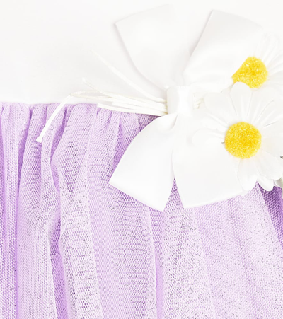 Shop Monnalisa Baby Floral-appliqué Tulle Dress In Multicoloured
