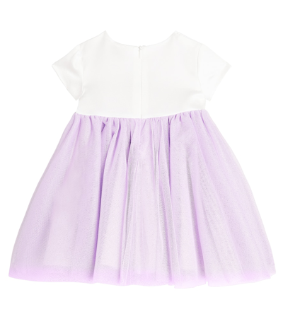 Shop Monnalisa Baby Floral-appliqué Tulle Dress In Multicoloured