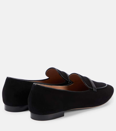 Shop Malone Souliers Bruni Leather-trimmed Suede Loafers In Black