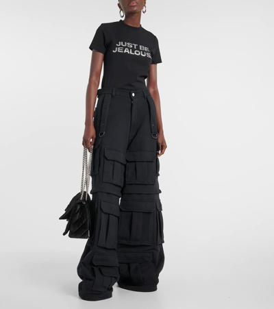 Vetements Wide-leg Cotton Cargo Jeans In Black