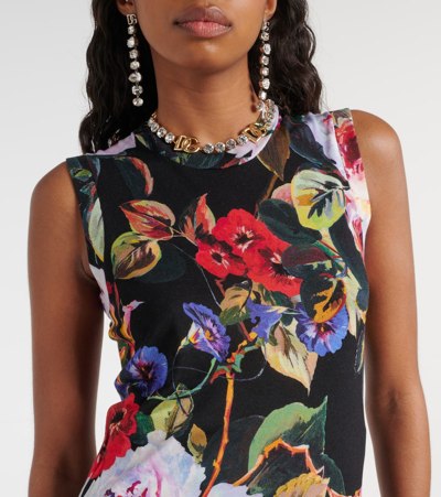 Shop Dolce & Gabbana Floral Silk Knit Tank Top In Multicoloured