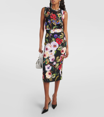 Dolce & Gabbana Floral-print Silk Tank Top In Multicoloured