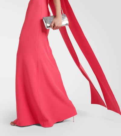 Safiyaa Ginkgo Caped Gown In Dahlia