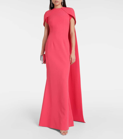 Safiyaa Ginkgo Caped Gown In Dahlia
