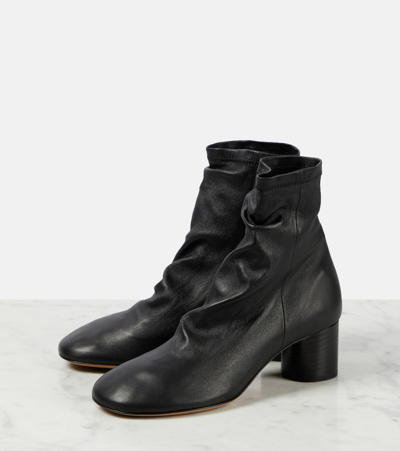 Shop Isabel Marant Laeden Leather Ankle Boots In Black