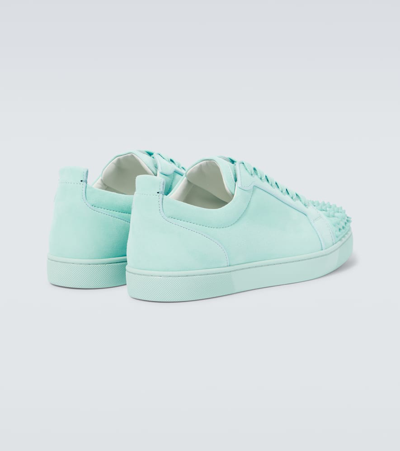 Christian Louboutin Louis Junior Spiked Suede Sneakers In Blue