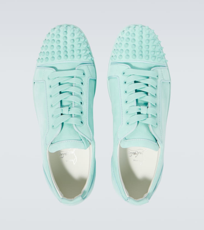 Christian Louboutin Louis Junior Spiked Suede Sneakers In Blue