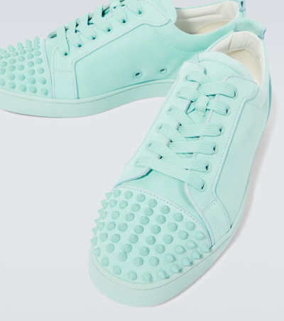 Christian Louboutin Louis Junior Spiked Suede Sneakers In Blue