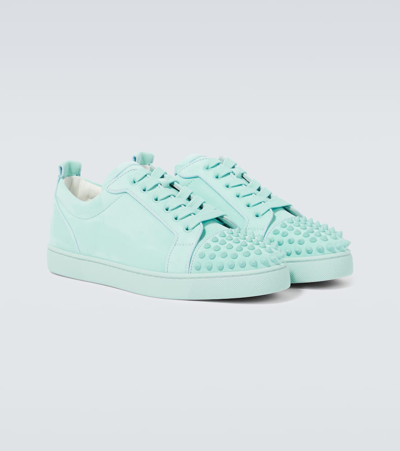 Christian Louboutin Louis Junior Spiked Suede Sneakers In Blue