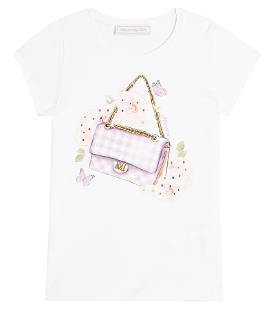 Shop Monnalisa Printed Cotton-blend Jersey T-shirt In Multicoloured