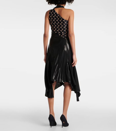 Marine Serre Regenerated Moon Draped Jersey Midi Dress In Black
