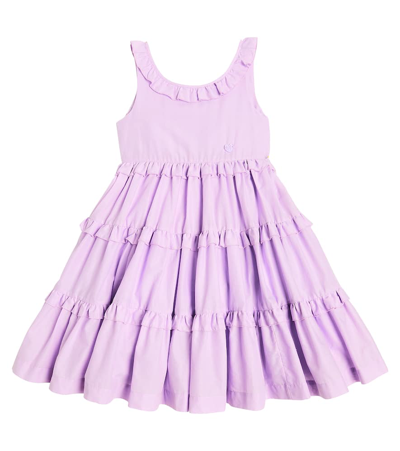 Shop Monnalisa Ruffled Tiered Cotton Dress In Purple