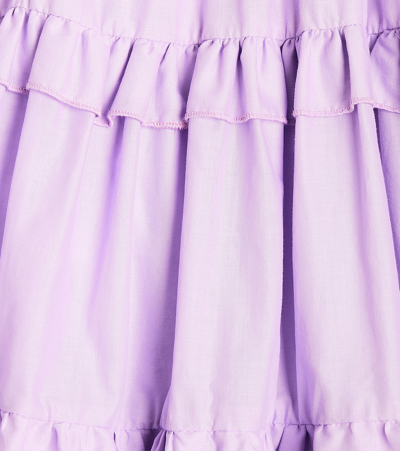 Shop Monnalisa Ruffled Tiered Cotton Dress In Purple